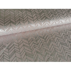 Jersey Fischgrät Muster - silber auf altrosa